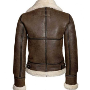 Womens Distressed Brown Aviator Leather Jacket