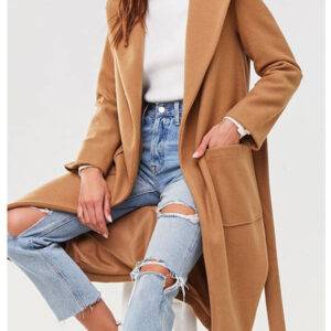 Womens-Style-Brown-Wrap-Duster-Coat