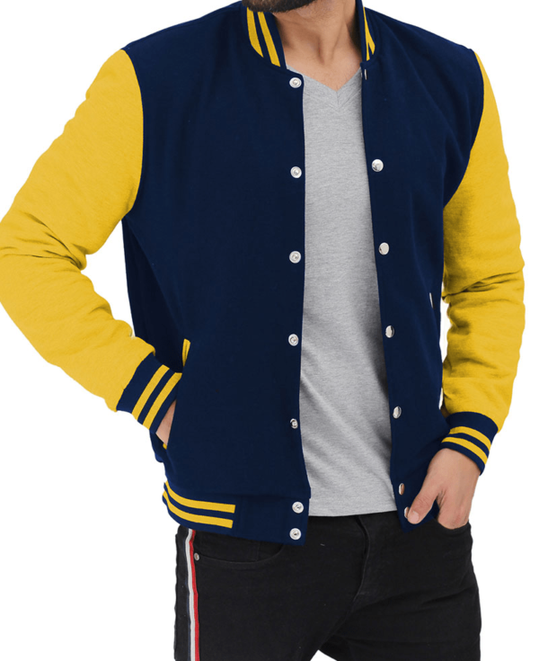 Yellow And Navys Blue Varsity Fleece Jacket