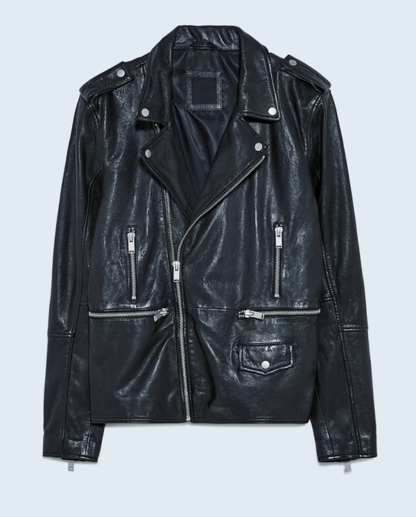Zara Leather Jacket With Zips