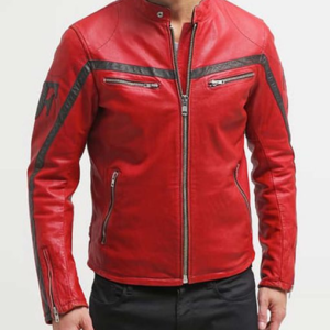 Columbus Motorcycle Red Leather Jacket