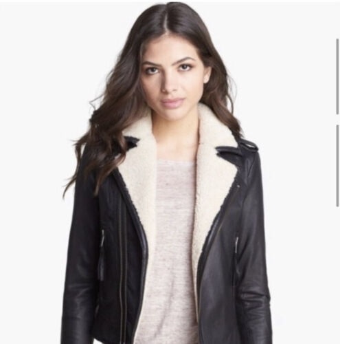 Joie Black Ailey And Shearling Leather Jacket