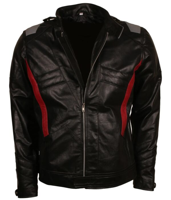 Overwatch Soldier 76 Mens Black Designer Leather Motorcycle Jacket