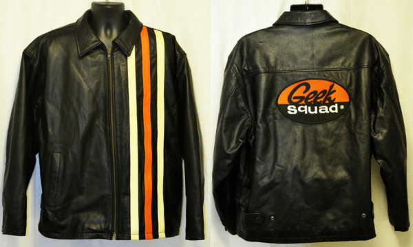 Geek Squad Mens Xlt Biker Leather Jacket
