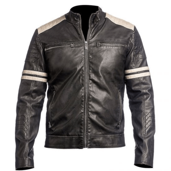 Mens Cafe Racer Slim Fit Black Biker Vintage Leather Jacket