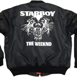 The Weeknd Starboy Black Bomber Satin Jacket