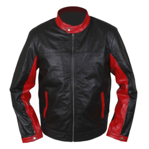 Mens Christian Bale Biker Style Leather Jacket
