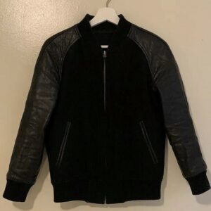 Toj Wool Varsity Bomber Leather Jacket