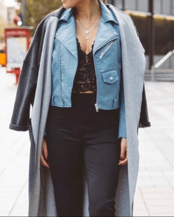 Zara Blue Leather Jacket