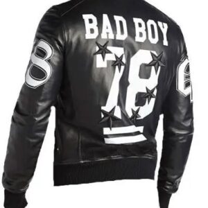 Mens Black Bomber Fashion Bad Boy Leather Jacket