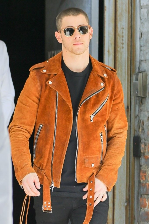 Nick Jonas Motorcycle Suede Leather Jacket