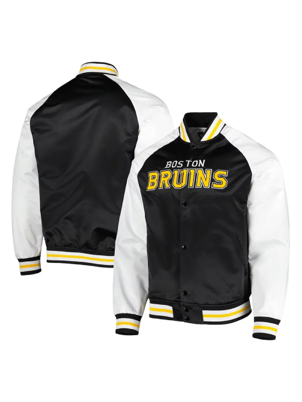 Boston Bruins Prime Time Black And White Satin Jacket
