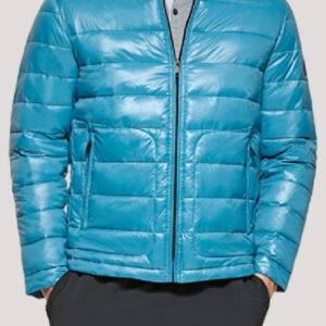 Dkny Perlized Lightweight Blue Puffer Jacket