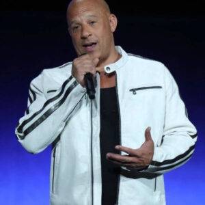 Fast X 2023 Vin Diesel Cinemacon White Leather Jacket