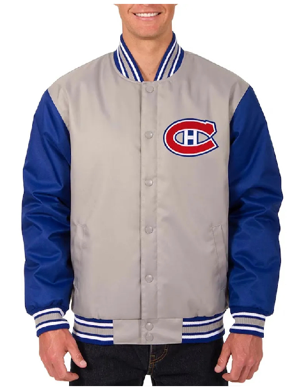 Gray And Royal Blue Montreal Canadiens Poly-twill Jacket