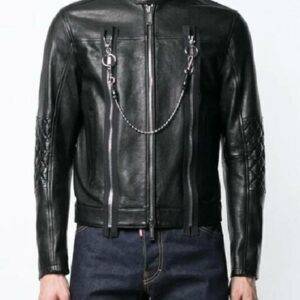 Jeremiah Mens Black Leather Cafe Racer Jacket