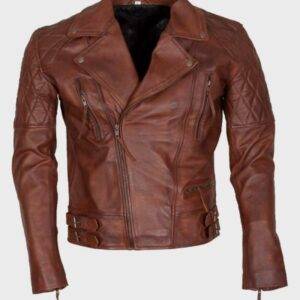 Mens Distressed Brown Motorcycle Jacket