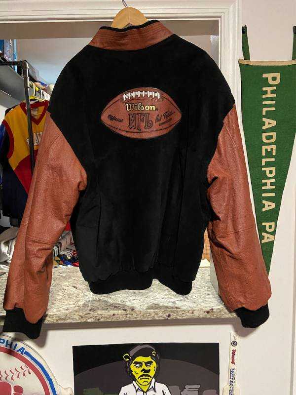 Men's Vintage Wilson Football Wool And Leather Varsity Jacket.