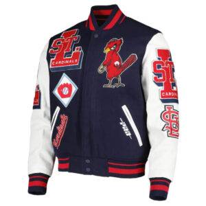 St Louis Cardinals Navy Blue Mash Up Varsity Jacket