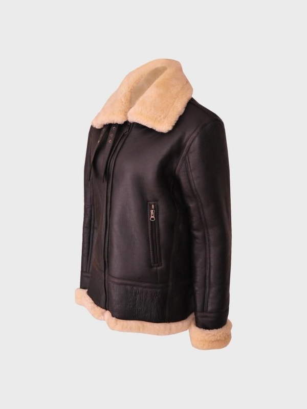 Womens Brown B3 Shearling Leather Jacket