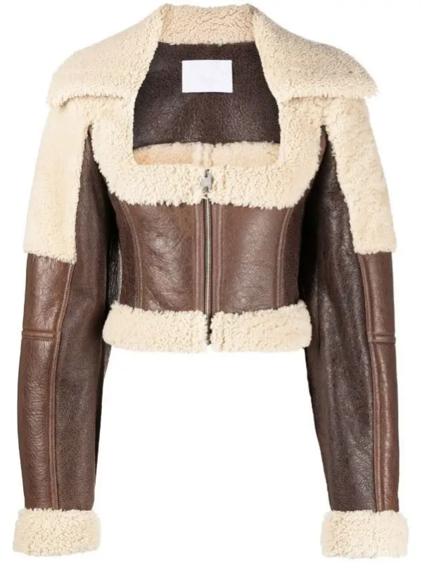 AW22 Cropped Brown Leather Jacket