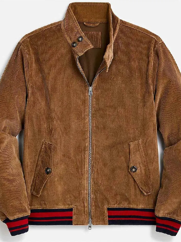 Damson Idris Snowfall Corduroy Brown Varsity Jacket