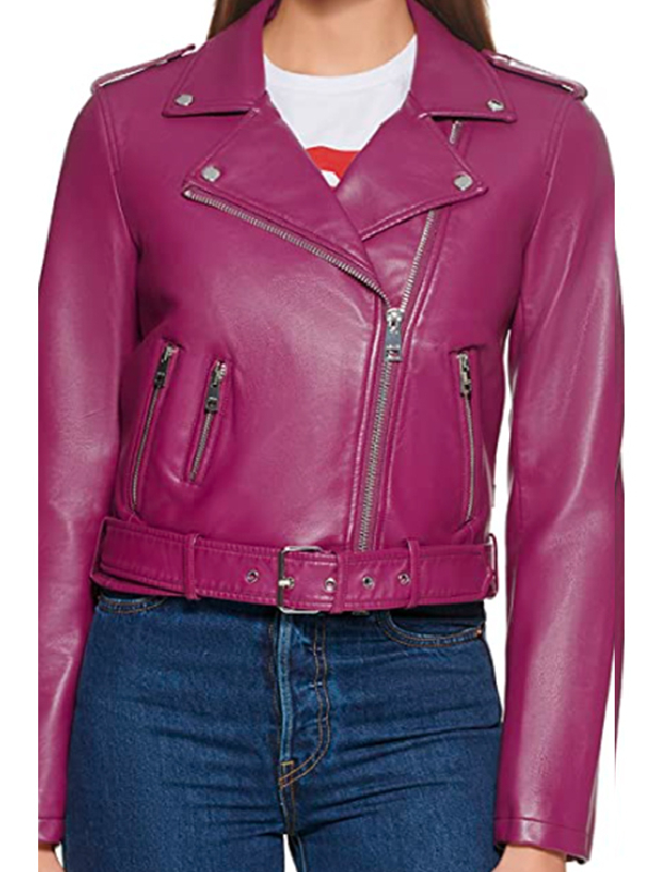 Girls5eva Busy Philipps Purpule Leather Jacket