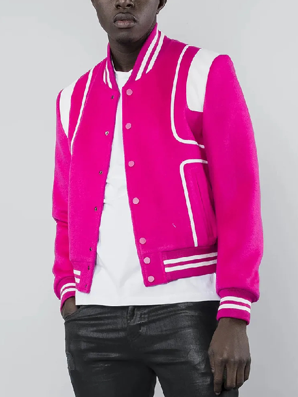 Jabari Banks Bel-Air Gamble Varsity Pink Jacket