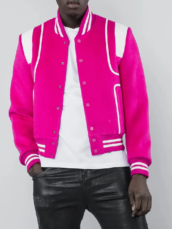 Jabari Banks Bel-Air Gamble Varsity Pink Jacket