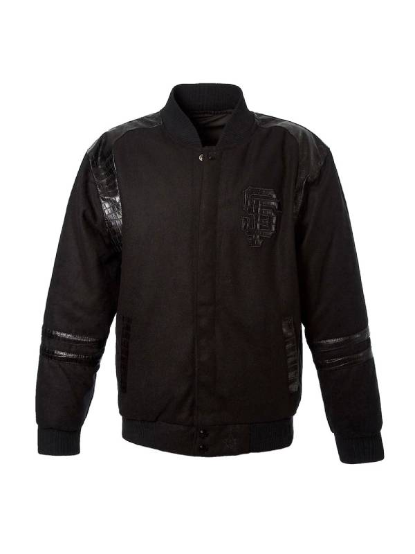 Alligator San Francisco Giants Logo Embroidered Black Wool Jacket