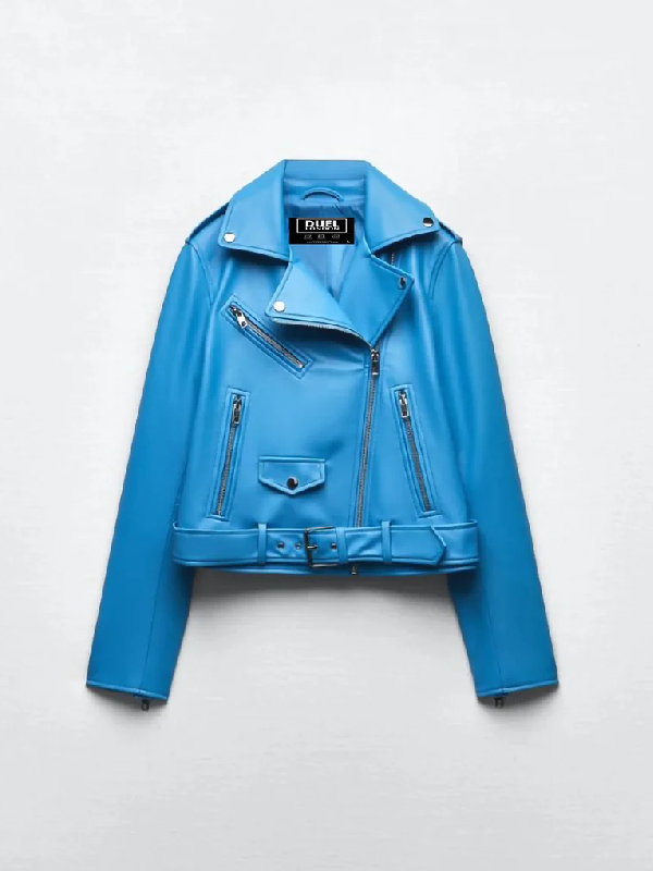 Aqua Blue Biker Jacket