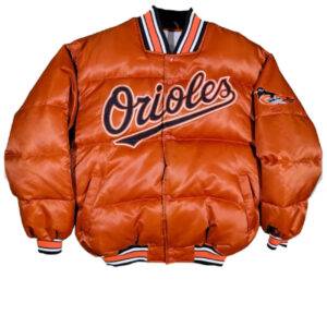 Starter Baltimore Orioles 90s Puffer Full Snap Satin Orange Jacket