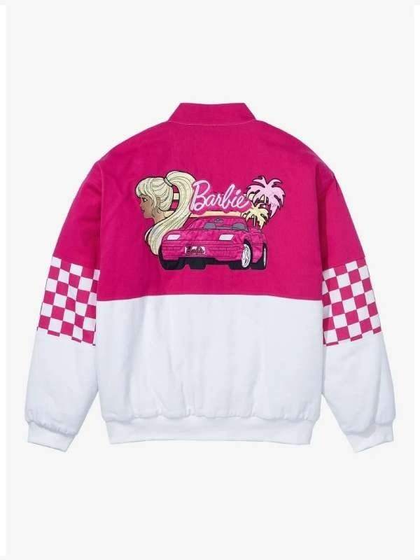 Barbie Racer Motorcycle Pink & White Jacket For Womens