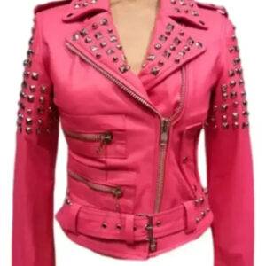 Barbie Studded Leather Pink Jacket