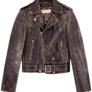Black Belted Leather Biker Women’s Jacket