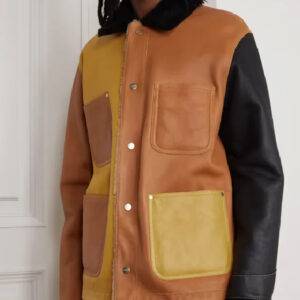 Mens Block Reversible Shearling Leather Jacket