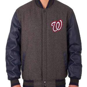 Charcoal/Navy Washington Nationals Varsity Jacket