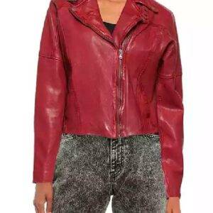 Diaz Red Biker Leather Jacket