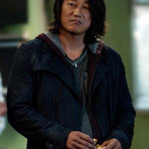 Fast X 2023 Sung Kang Black Trench Leather Coat