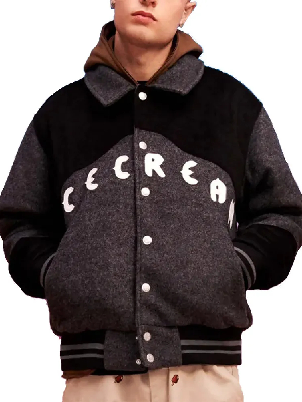 ICECREAM Western Gray Wool Varsity Jacket
