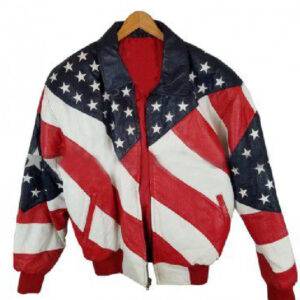 Independence Day American Flag Leather Mens Jacket