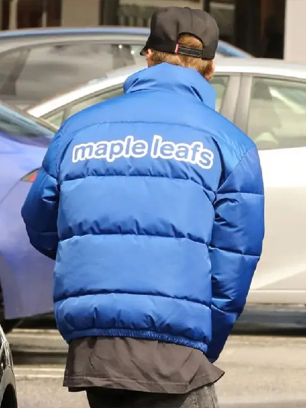 Justin Bieber Toronto Maple Leafs Blue Puffer Jacket