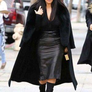 Kim Kardashian American Actress Black Fur Coat