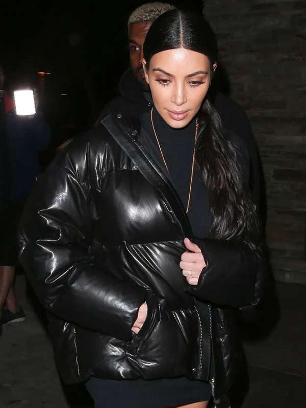 Kim Kardashian American Model Black Puffer Jacket