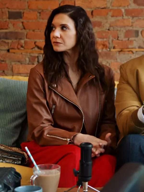 Love Hacks Amy Matysio Brown Leather Jacket