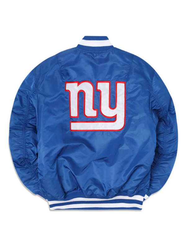 New York Giants Bomber Ma-1 Blue Satin Jacket