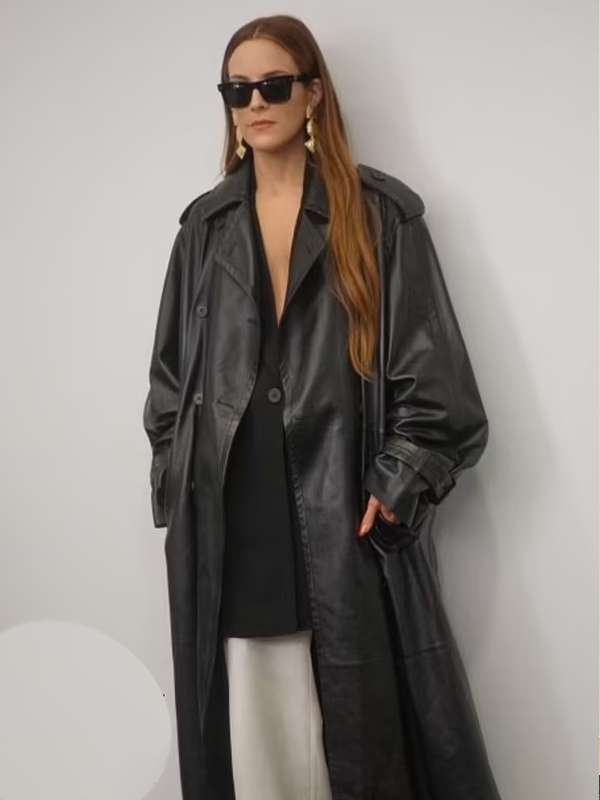 Riley Keough The Kelly Clarkson Show Black Leather Coat