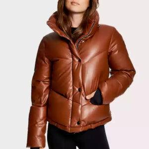 Sam Nyc Brown Puffer Brown Leather Jacket