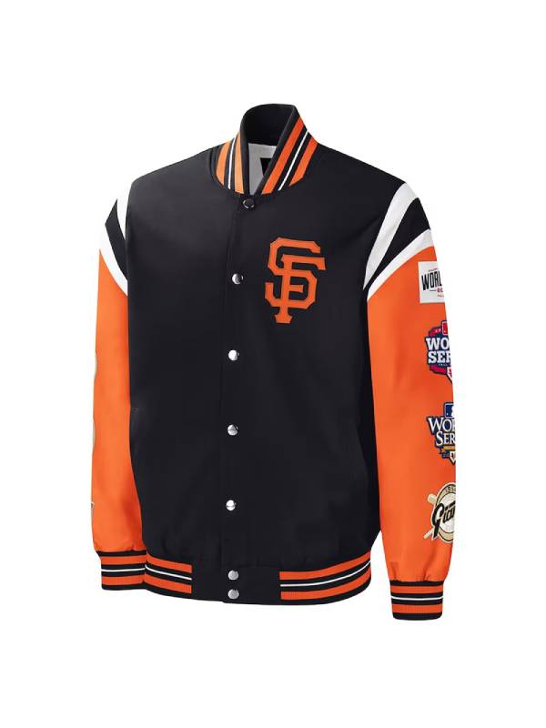 San Francisco Title Holder Black/Orange Varsity Satin Jacket