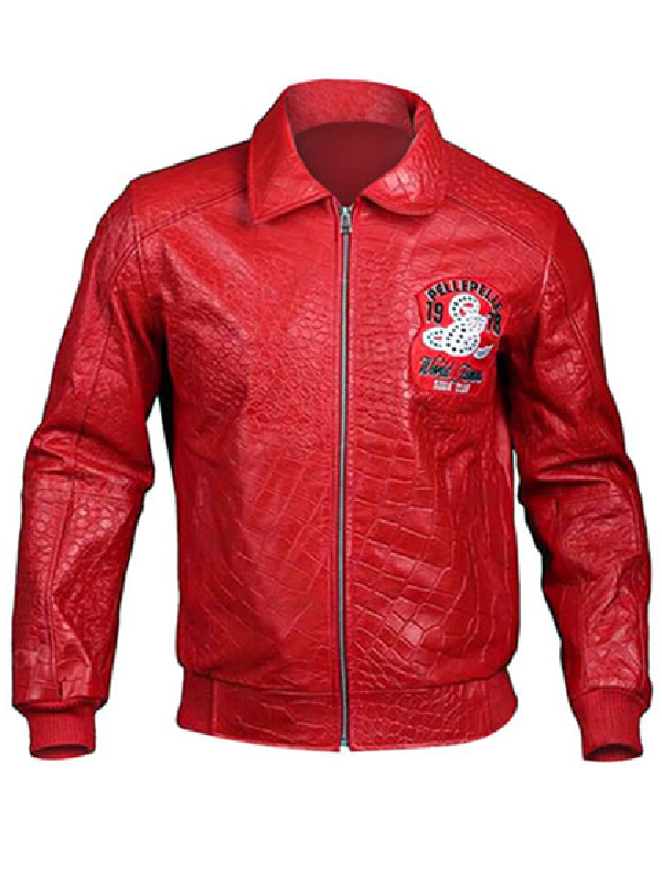 Soda Club Pelle Pelle Red Bomber Leather Jacket